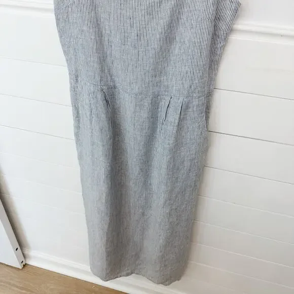 Women’s Quince 100% European Linen Scoop Neck MIDI Dress Large L - Picture 3 of 11